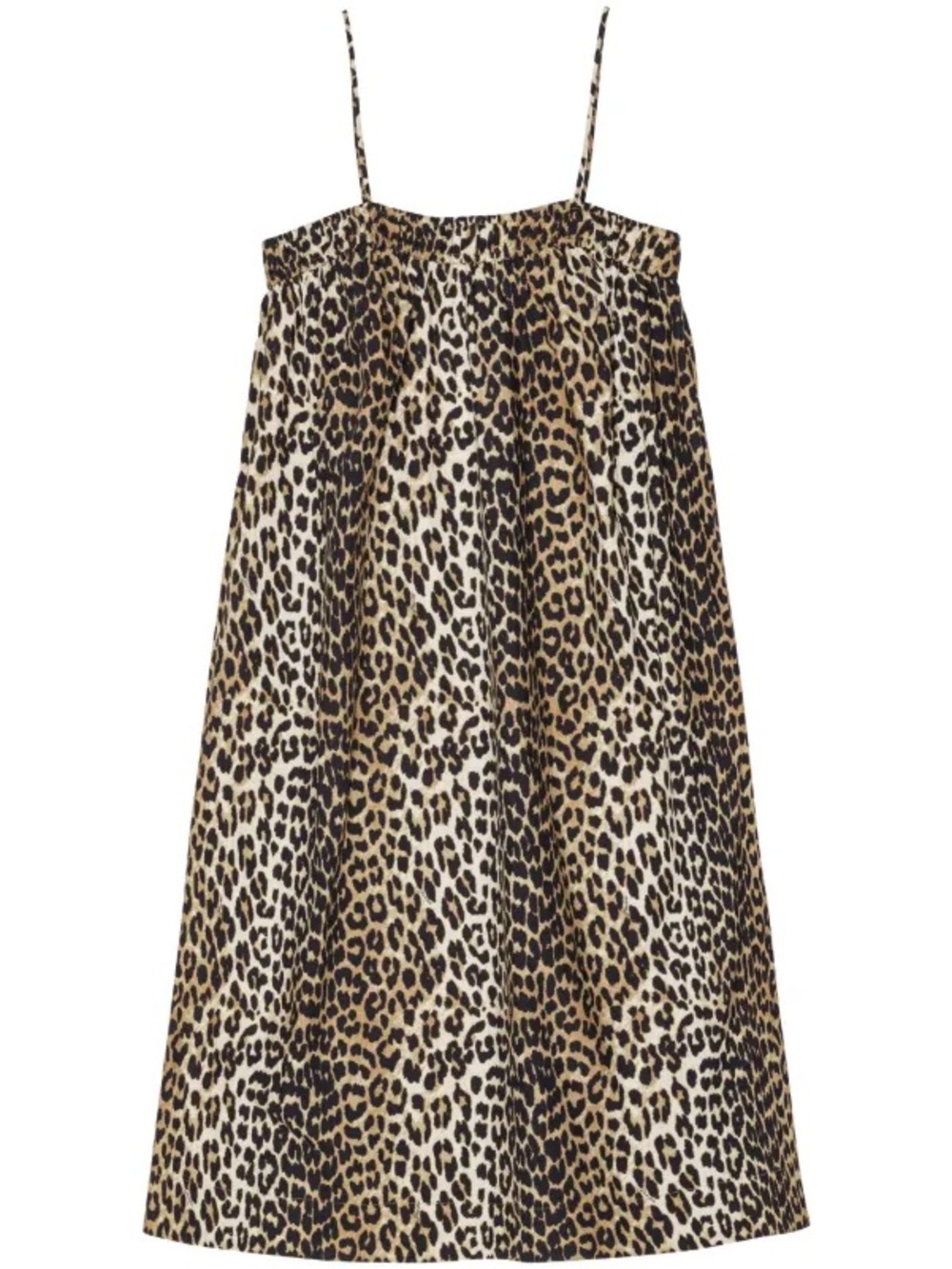 Ganni Leopard Print Midi Slip Dress in Brown and Black